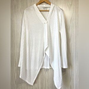 Dana Buchman IVORY Long Sleeve Flyaway Cardigan Top Size M EUC